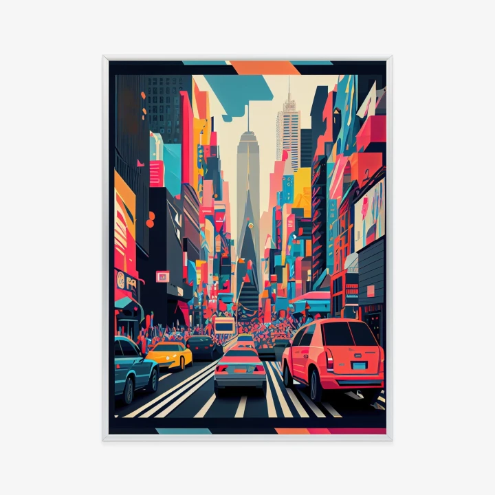 Plakat Kolorowe Auta Na Ulicy Nowego Jorku Abstrakcja