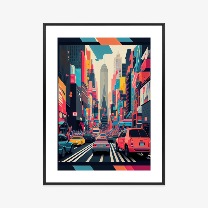 Plakat Kolorowe Auta Na Ulicy Nowego Jorku Abstrakcja