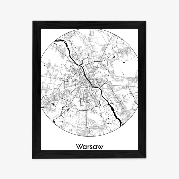 Plakat Warszawa Minimalistyczna Mapa W Kole