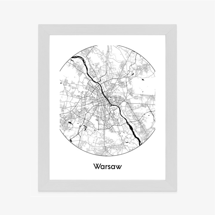 Plakat Warszawa Minimalistyczna Mapa W Kole