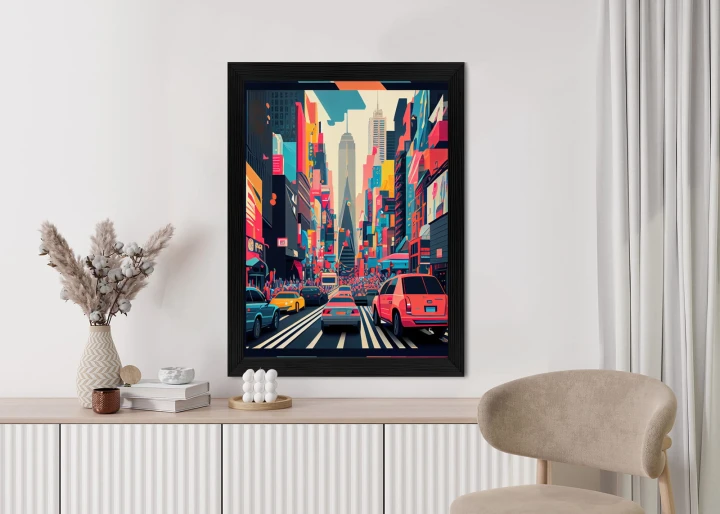 Plakat Kolorowe Auta Na Ulicy Nowego Jorku Abstrakcja