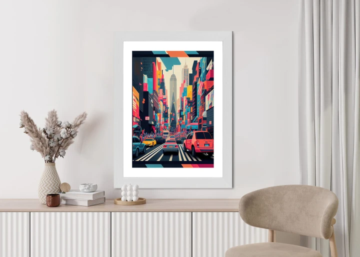 Plakat Kolorowe Auta Na Ulicy Nowego Jorku Abstrakcja