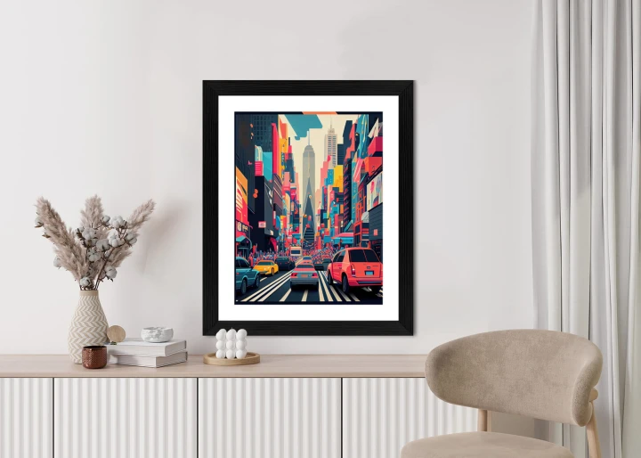 Plakat Kolorowe Auta Na Ulicy Nowego Jorku Abstrakcja