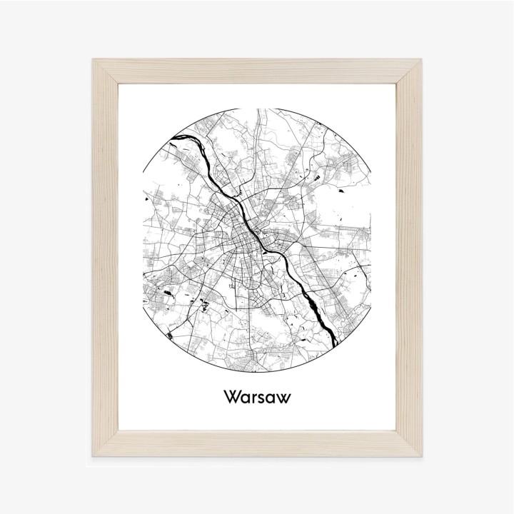 Plakat Warszawa Minimalistyczna Mapa W Kole