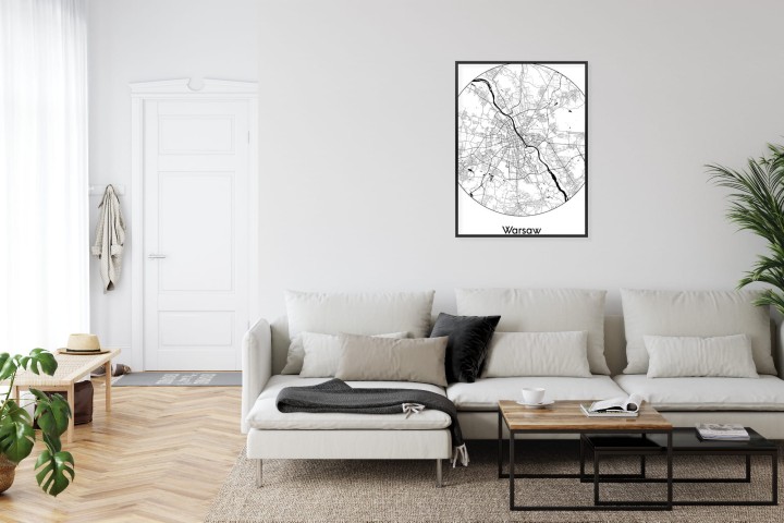 Plakat Warszawa Minimalistyczna Mapa W Kole
