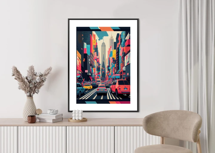 Plakat Kolorowe Auta Na Ulicy Nowego Jorku Abstrakcja