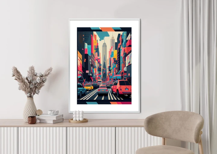 Plakat Kolorowe Auta Na Ulicy Nowego Jorku Abstrakcja
