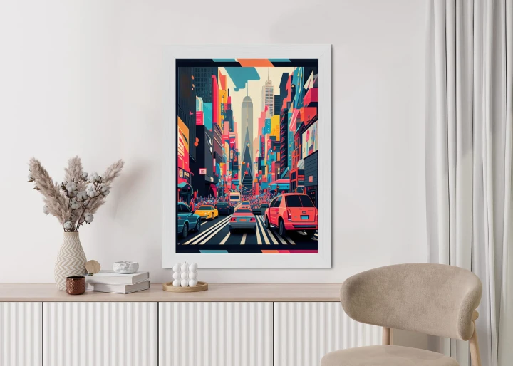 Plakat Kolorowe Auta Na Ulicy Nowego Jorku Abstrakcja