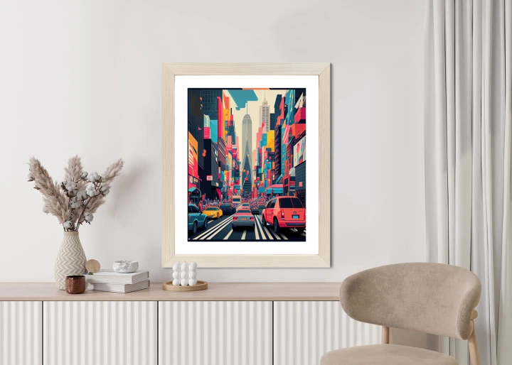 Plakat Kolorowe Auta Na Ulicy Nowego Jorku Abstrakcja