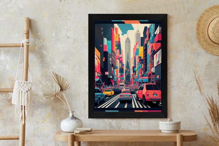 Plakat Kolorowe Auta Na Ulicy Nowego Jorku Abstrakcja