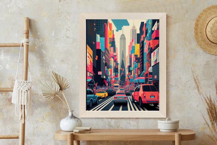 Plakat Kolorowe Auta Na Ulicy Nowego Jorku Abstrakcja