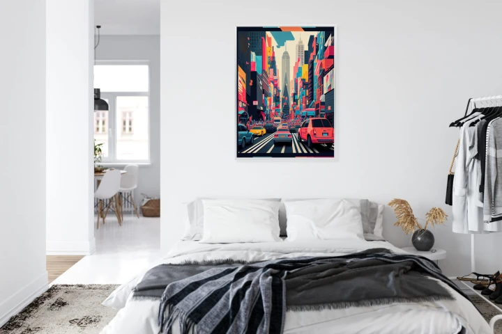 Plakat Kolorowe Auta Na Ulicy Nowego Jorku Abstrakcja