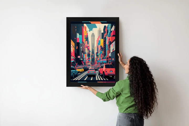 Plakat Kolorowe Auta Na Ulicy Nowego Jorku Abstrakcja