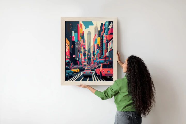 Plakat Kolorowe Auta Na Ulicy Nowego Jorku Abstrakcja