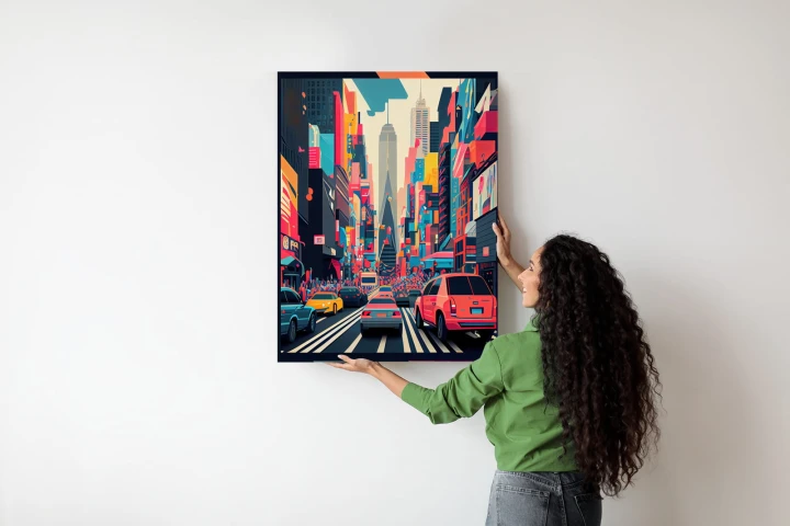 Plakat Kolorowe Auta Na Ulicy Nowego Jorku Abstrakcja