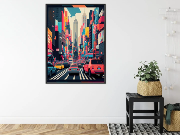 Plakat Kolorowe Auta Na Ulicy Nowego Jorku Abstrakcja