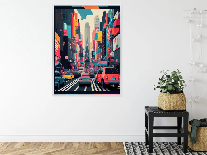 Plakat Kolorowe Auta Na Ulicy Nowego Jorku Abstrakcja