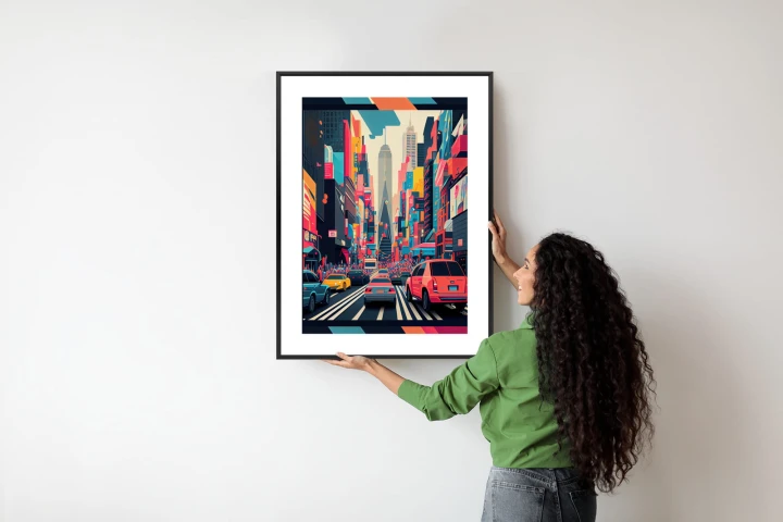 Plakat Kolorowe Auta Na Ulicy Nowego Jorku Abstrakcja