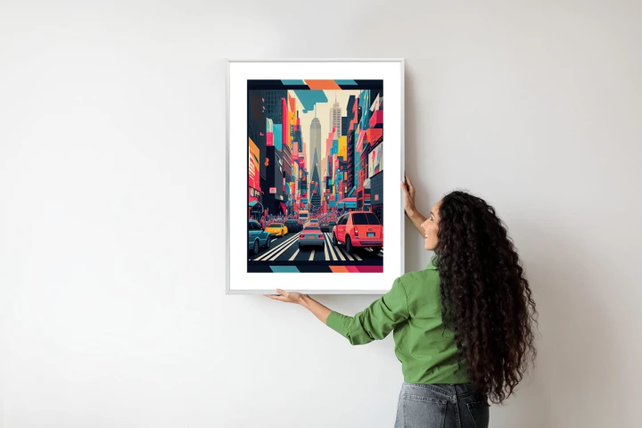 Plakat Kolorowe Auta Na Ulicy Nowego Jorku Abstrakcja