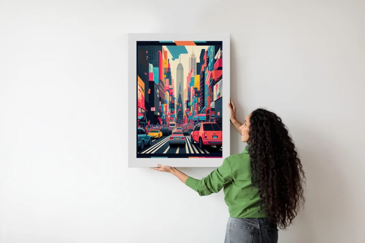 Plakat Kolorowe Auta Na Ulicy Nowego Jorku Abstrakcja