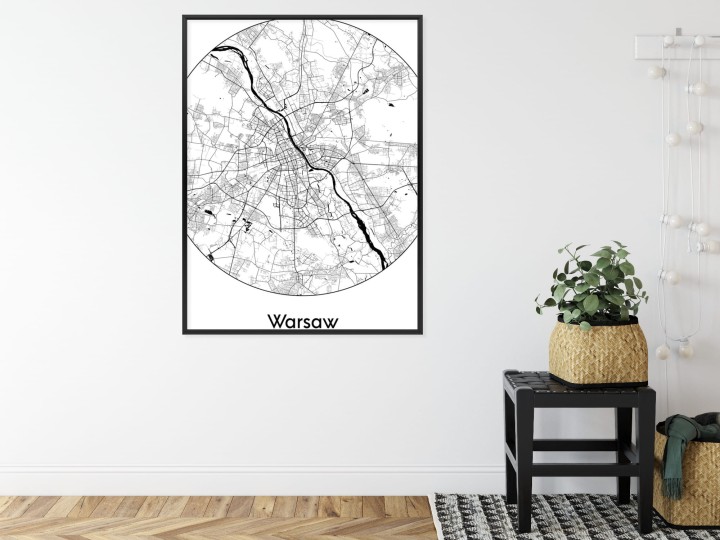 Plakat Warszawa Minimalistyczna Mapa W Kole