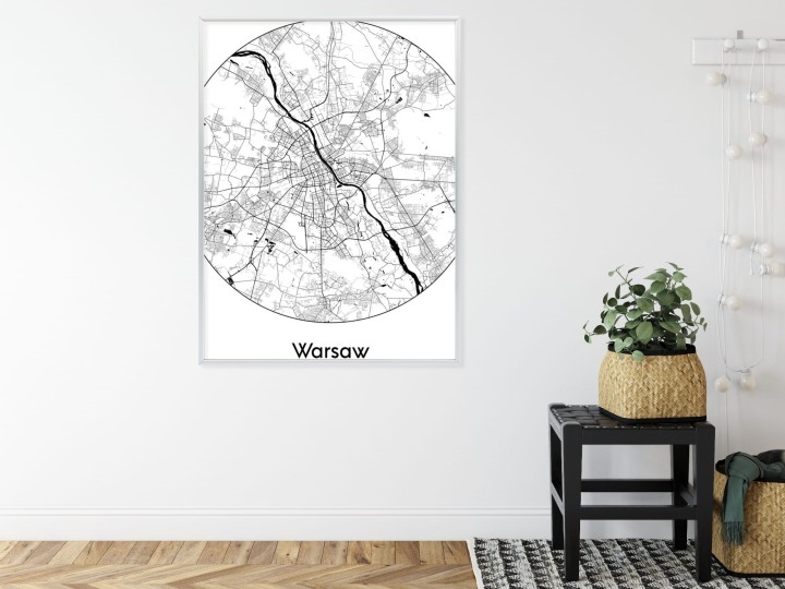 Plakat Warszawa Minimalistyczna Mapa W Kole