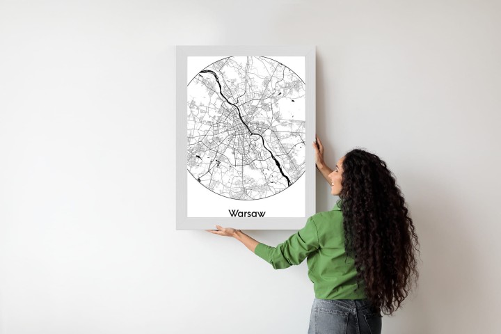 Plakat Warszawa Minimalistyczna Mapa W Kole