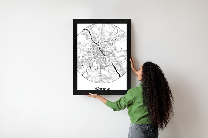 Plakat Warszawa Minimalistyczna Mapa W Kole
