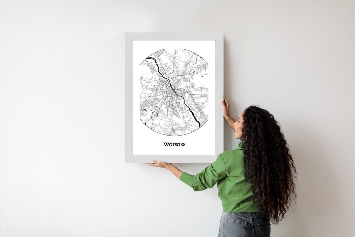 Plakat Warszawa Minimalistyczna Mapa W Kole