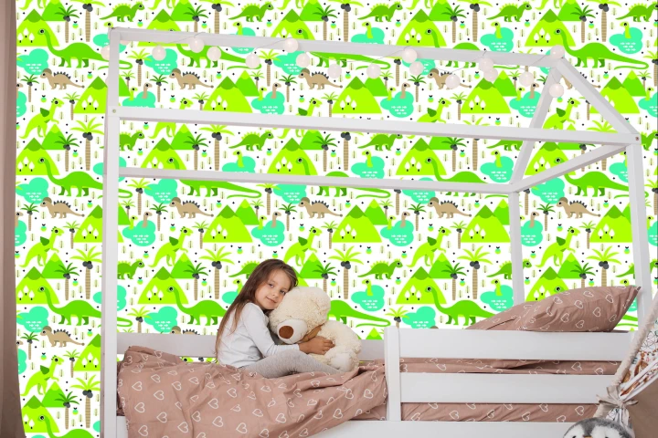 Tapeta Dinozaury Jeziora Drzewa Do Pokoju Chłopca