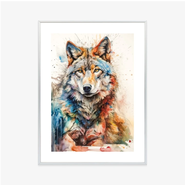Plakat Wielokolorowy Wilk Portret