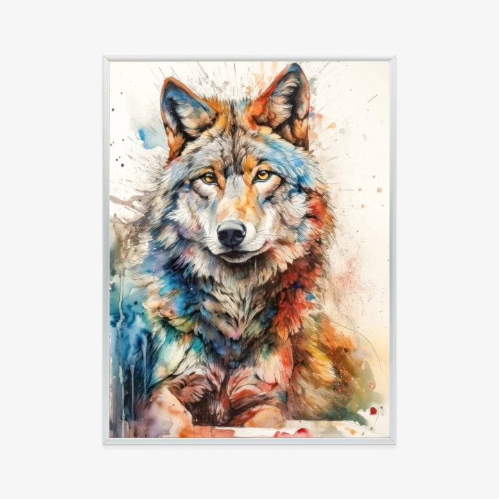 Plakat Wielokolorowy Wilk Portret