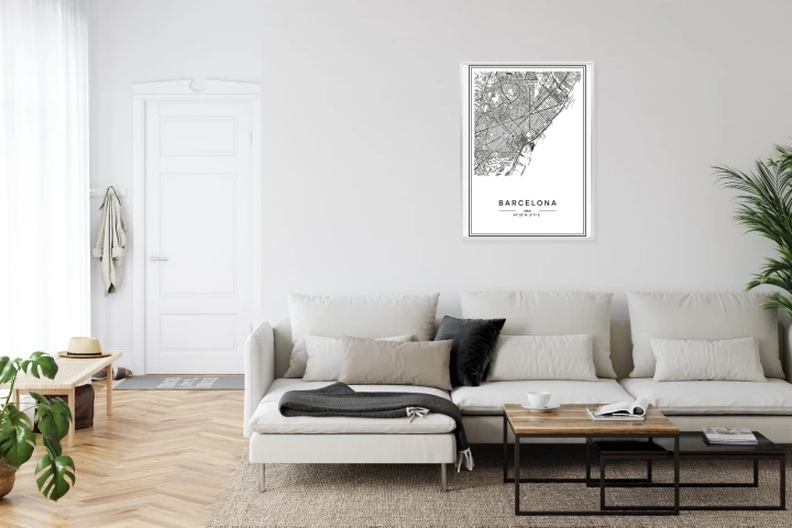 Plakat Mapa Miasta Barcelona W Czerni I Bieli