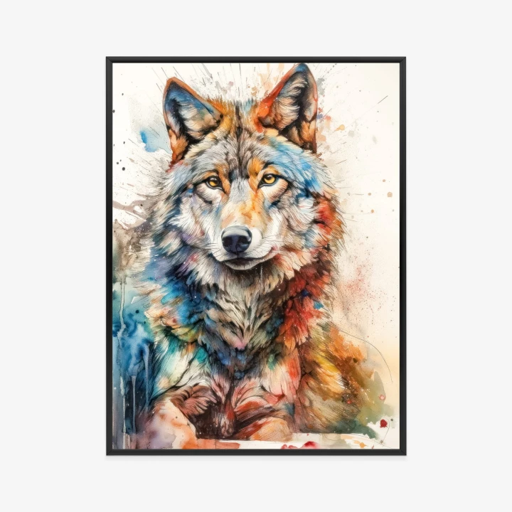 Plakat Wielokolorowy Wilk Portret