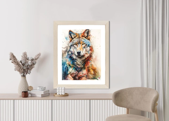 Plakat Wielokolorowy Wilk Portret