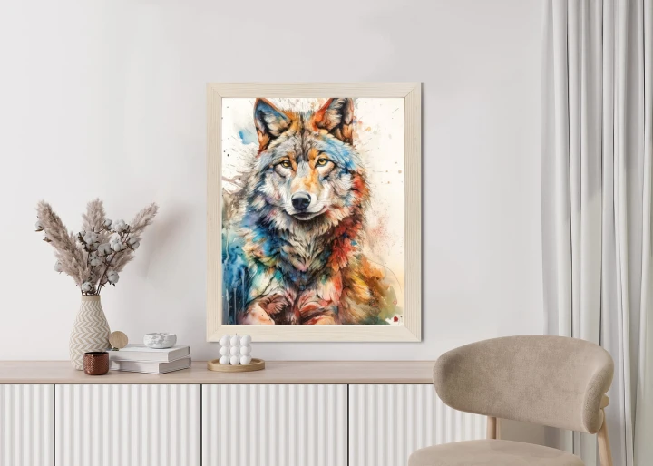 Plakat Wielokolorowy Wilk Portret