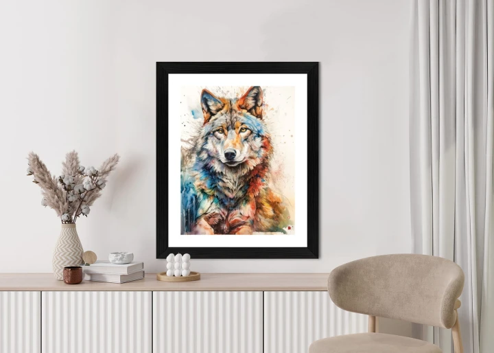 Plakat Wielokolorowy Wilk Portret