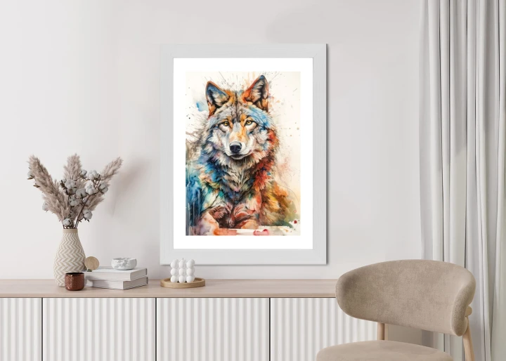Plakat Wielokolorowy Wilk Portret
