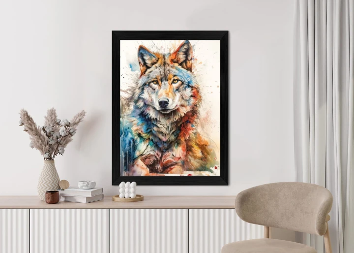 Plakat Wielokolorowy Wilk Portret