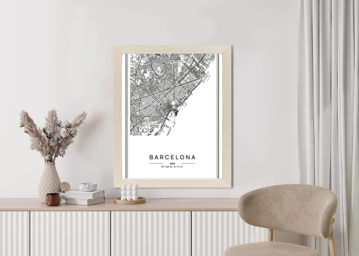 Plakat Mapa Miasta Barcelona W Czerni I Bieli