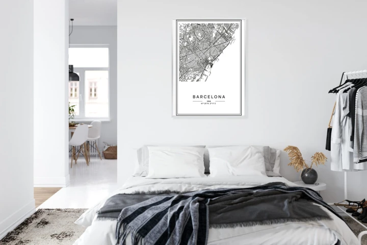 Plakat Mapa Miasta Barcelona W Czerni I Bieli