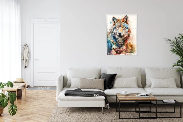 Plakat Wielokolorowy Wilk Portret