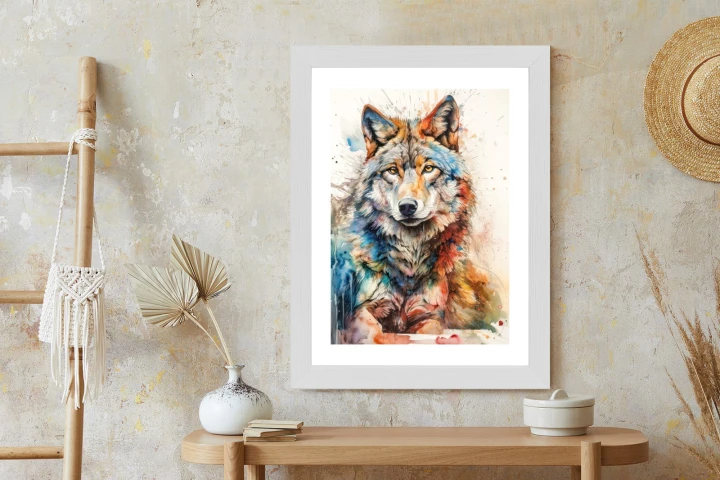 Plakat Wielokolorowy Wilk Portret