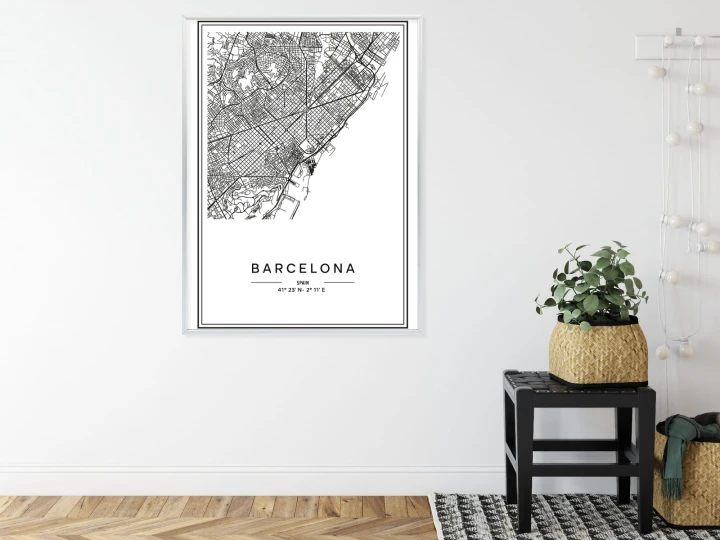 Plakat Mapa Miasta Barcelona W Czerni I Bieli