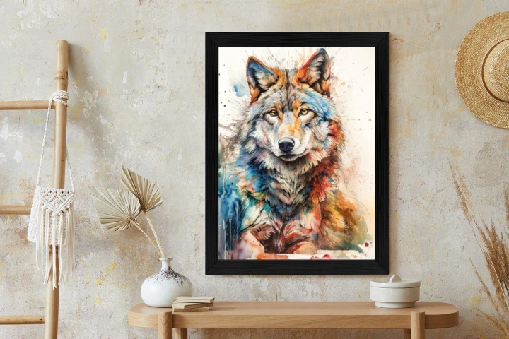Plakat Wielokolorowy Wilk Portret