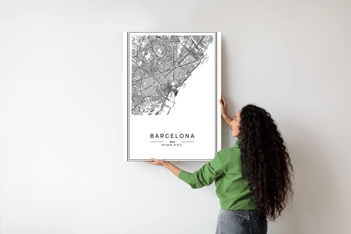 Plakat Mapa Miasta Barcelona W Czerni I Bieli