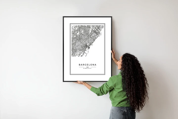 Plakat Mapa Miasta Barcelona W Czerni I Bieli