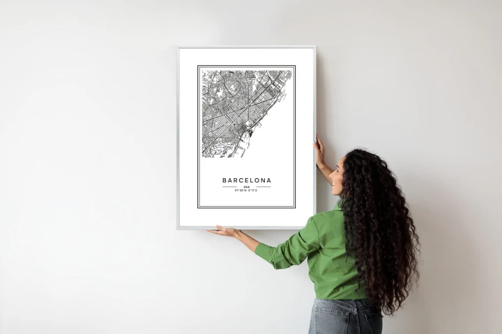 Plakat Mapa Miasta Barcelona W Czerni I Bieli