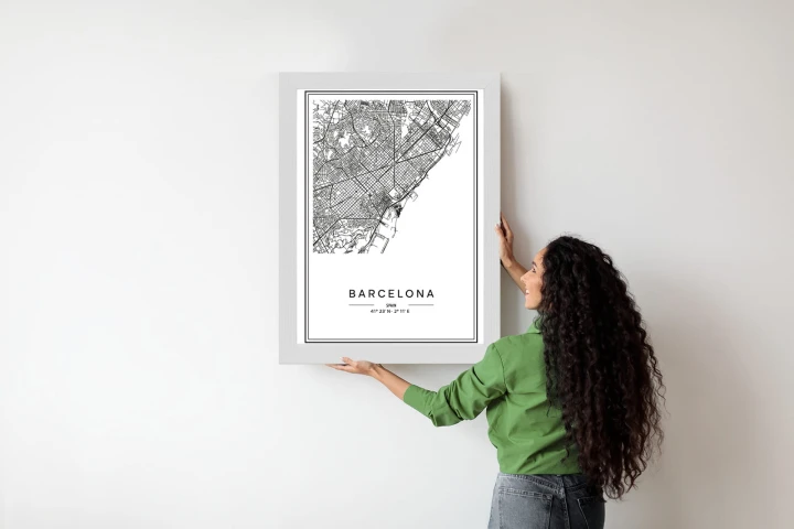 Plakat Mapa Miasta Barcelona W Czerni I Bieli