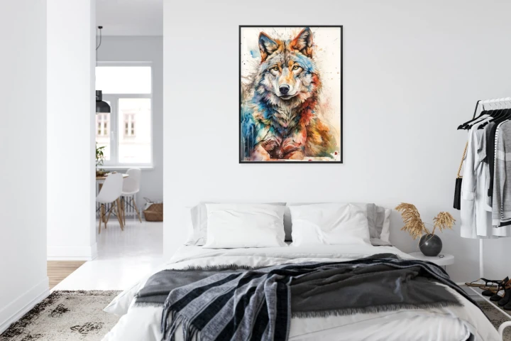 Plakat Wielokolorowy Wilk Portret